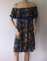 WESTPORT Blue &amp; Yellow Floral On/Off The Shoulder Tassel Flounce Dress (Size XL) - £11.81 GBP