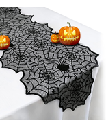 Halloween Table Runner - Black Lace Spider Web Table Runners Decor Vivid - $273.72 MXN