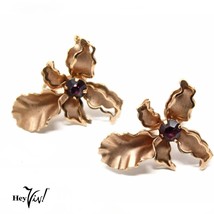 Vintage Bugbee &amp; Niles BN Signed Gold Orchid Flower Screw Back Earrings ... - £12.64 GBP