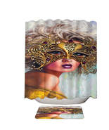 Golden Mask Beautiful Blond Woman Shower Curtain - $23.90+