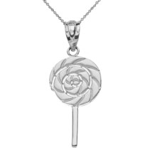 925 Sterling Silver Retro Candy Swirl Lollipop Pendant Necklace Made in USA - £25.12 GBP+