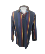 Club Room vintage Men polo rugby  shirt l/s p2p 23&quot; L stripe 1990s cotton - £23.45 GBP