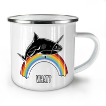 Shark Rainbow Cool NEW Enamel Tea Mug 10 oz | Wellcoda - £18.15 GBP