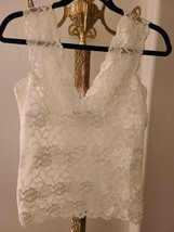 Josie Natori Rose Parfait Lace Fully Lined Camisole Tank Top Ivory Large - $129.99