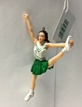 Resin Christmas ornament cheerleader green white 4” x 2 1/2” 61435 - $223.01 MXN