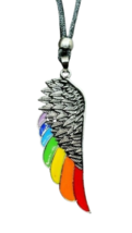 Pride Angel Wing Collana LGBTIA Ciondolo Gay smaltato Rainbow Wing Cordone... - £7.79 GBP