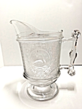 Antique 9.5&quot; Swan &amp;Mesh Pattern Pitcher Canton Glass Co? 1882 Pressed Gl... - £52.35 GBP