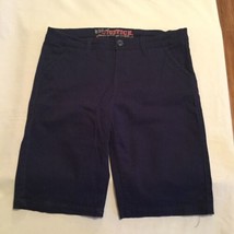 Size 16 Regular Justice shorts long uniform bermuda blue flat front zipper  - £11.63 GBP