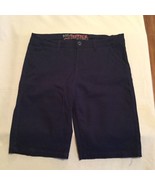Size 16 Regular Justice shorts long uniform bermuda blue flat front zipper  - £11.64 GBP