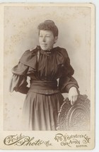 Antique c1880s ID&#39;d Cabinet Card Lovely Woman Named Maggie Spencer Boston, MA - £7.14 GBP