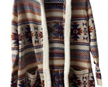 No Boundaries Juniors XLG 15/17 Multi Colored Cardigan Aztec Hooded Open... - $23.47