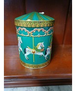 2008 Germany Green Embossed Carousel Tin Cookie Christmas Music O Holy N... - $14.84