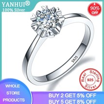 YANHUI Classic 1 Carat Wedding Ring 925 Solid Silver Engagement Rings Heart Six  - £9.59 GBP