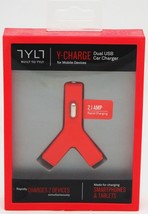 New Tylt Y-CHARGE 2.1 Dual 2-USB Car Charger Red Phone Dc I Phone 6+/5s/5/iPad/4 - £10.14 GBP