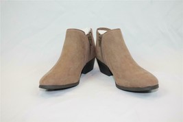 NIB Style &amp; Co Taupe Medium Beige Faux Suede Side Zip Bootie Stacked Hee... - £36.77 GBP