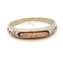 Vintage Sterling Sign Carolyn Pollack Relios Inlay Chip Rose Quartz Stack Ring 7 - £30.86 GBP