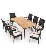 79 Inch Outdoor Dining Table and 8 Rattan-woven Dining Chairs with Acaci... - €855,92 EUR