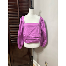 Veronica Beard Womens Asymetric Tiered Blouse Purple Long Sleeve Puff 16... - $83.93