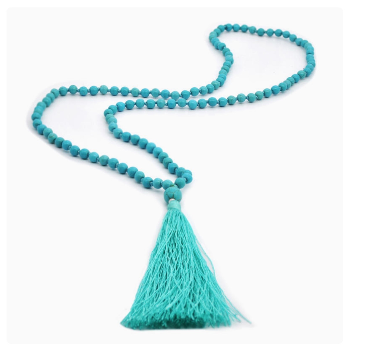 Bohemian turquoise necklace Vintage tassel necklace sweater chain Ethnic... - $39.00