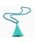 Bohemian turquoise necklace Vintage tassel necklace sweater chain Ethnic... - $39.00