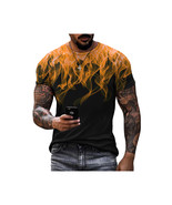  3D Print Design T Shirt   Orange Flames Crew Neck Short Sleeve Fashion ... - $302.86 MXN