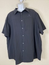 Camel Crown Men Size 3XL Dark Gray Button Up Outdoor Shirt Short Sleeve EUC - $7.20