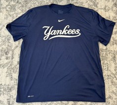 New York Yankees T-Shirt Nike Dri Fit Mens 2XL Baseball MLB Navy Blue - £19.60 GBP