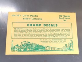 Vintage Champ Decals No. HN-39Y Union Pacific Yellow Letters Road Name Set HO - $14.95