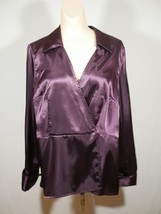 Cato Womens Purple Wrap Long Sleeve Blouse V Neck Size L - £11.81 GBP