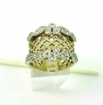 1.50CT Round Cut VVS1/D Diamond Tiara Wide Band Ring 14k Yellow Gold Over  - £82.01 GBP