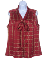 TAHARI Sz PL Petite Women&#39;s Red Sleeveless Blouse Top, Front Tie Accent - $15.85