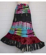 Sacred Threads L XL Colorful 6 Tier Tie-Dye Elastic Waist Cotton Gypsy S... - $52.19 CAD