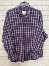 VINTAGE Eddie Bauer Heavy Blue Tartan Plaid Long Sleeve Button Up Shirt ... - $15.83