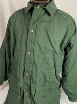 Vintage Woolrich Jacket Field Coat Green Wool Plaid Flannel Lined Trench Large - £47.18 GBP