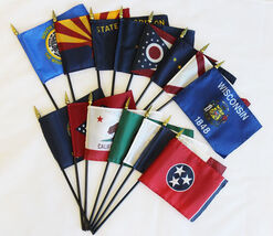 50 US State Stick Flag Set - Nylon, 8" x 12", Without Fringe, Dyed - $459.60