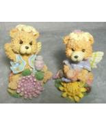 Lot of 2 K&#39;s Collection Flower Fancy Bears Resin Figurines 5.5 in - £8.74 GBP