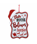 Country Christmas Sign-THIS HOUSE BELIEVES IN SANTA-Holiday Home Wall De... - £2.96 GBP