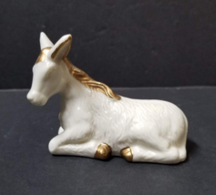 Donkey Porcelain Figurine Replacement Christmas Wonder Gold Trim - £8.60 GBP