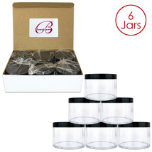 6Pcs 4Oz/120G/120Ml High Quality Acrylic Leak Proof Container Jars W/Black Lids - £21.92 GBP