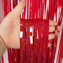 2pcs 3.2ft x 6.6ft Metallic Tinsel Foil Fringe Curtains Red Party Decorations Fo - £17.92 GBP