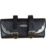WILLIE MAX Small Saddlebag Motorcycle Black Leather Silver Chrome Legend... - $113.85