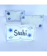 Sushi Asian Food Name Plaques Blue White Glazed Ceramic 2.5”x1.5” - $12.95