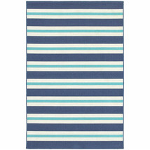 2&#39; X 3&#39; Blue and Ivory Geometric Stain Resistant Indoor Outdoor Area Rug - $1,096.51 MXN