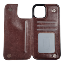 Wallet Card Holding Case Cover BROWN For iPhone 14 PRO - £6.17 GBP