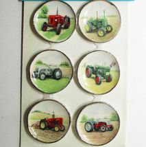 DOLLHOUSE 6 Sm. Plates w Antique Farm Tractors CDD356 By Barb Wall Art Miniature - £24.26 GBP