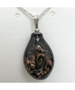 Murano Glass, Handmade Black Color Golden Flakes &amp; 925 Sterling Silver N... - $54.33 CAD