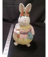 Ceramic Rabbit Gardener Figurine Hat Shovel &amp; Water Can Glazed Easter Sp... - £11.39 GBP