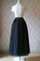 Black Dot A-line Long Tulle Skirt Women Plus Size Fluffy Tulle Skirt image 5
