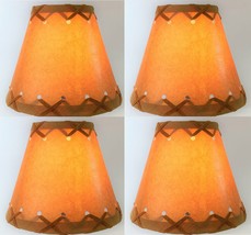 4 Pack 6&quot; inch Candelabra Bulb Clip Rustic Table Light LAMP SHADE X-Laced Cone - £37.52 GBP