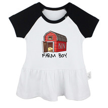 Farm Boy Red Barn Pattern Dresses Newborn Baby Girls Princess Dress Infant Skirt - £10.30 GBP